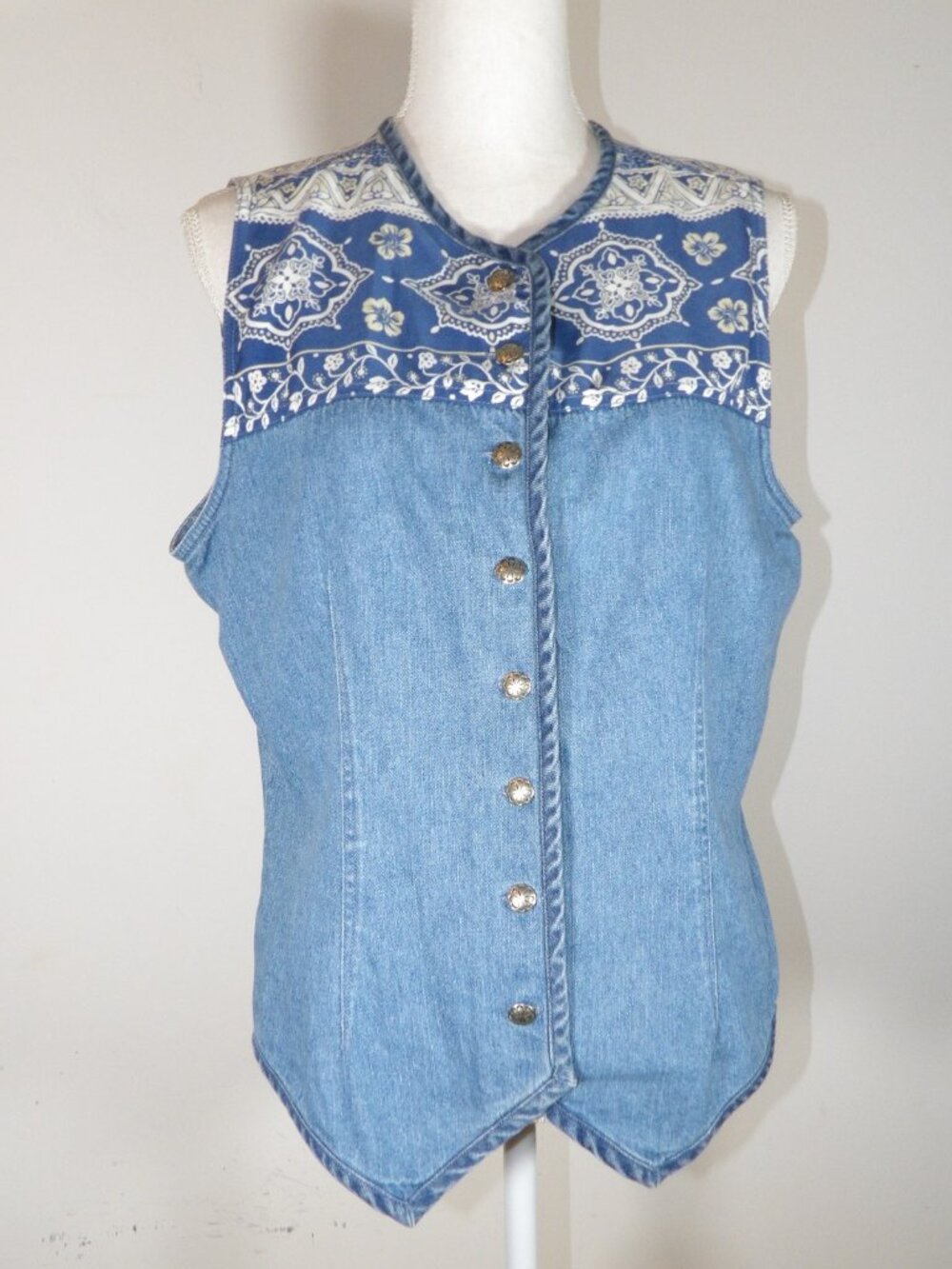 Wrangler Prairie Rose Collection Women's Denim & Bandana Shirt Size Large